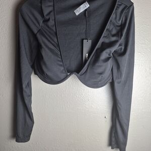 Fashion Nova Women's Black Crop Long Sleeve Top